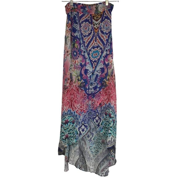 SAKKAS - WOMEN'S ONE SIZE MULTICOLOR VISCOSE SILK WRAP AROUND SKIRT/SWIM COVER - Picture 1 of 9